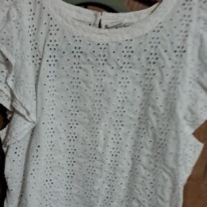 Zara White Eyelet Blouse